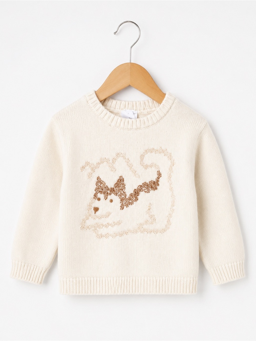 Carter's Baby 100% Cotton Cream Knit Sweater with Dog Graphic